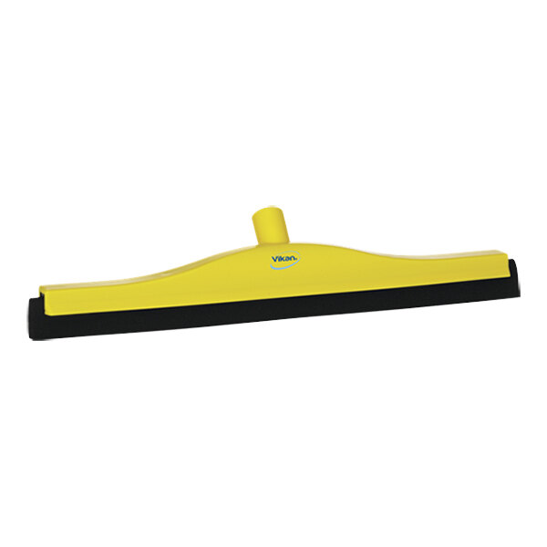 A yellow and black Vikan floor squeegee.