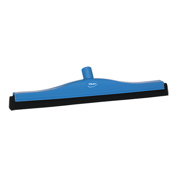 A blue and black Vikan floor squeegee with a plastic frame.