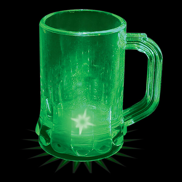 A white customizable plastic mini mug with a green LED light inside.