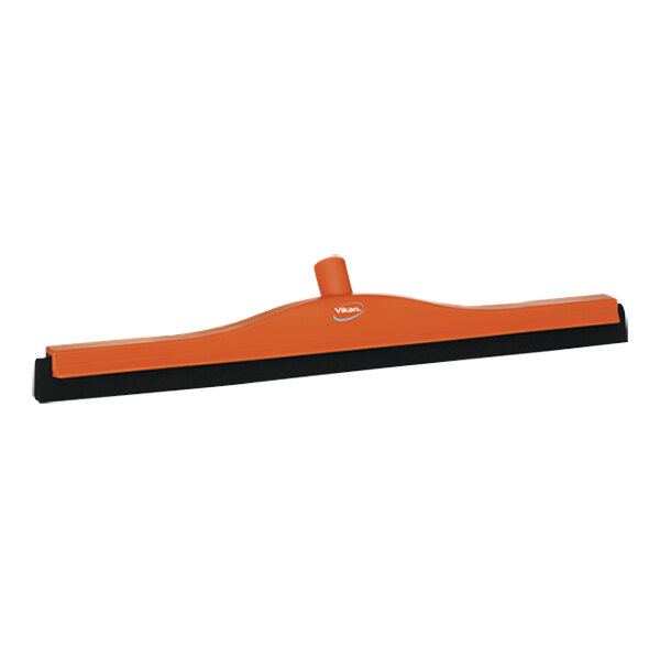 An orange and black Vikan foam floor squeegee with a black plastic frame.