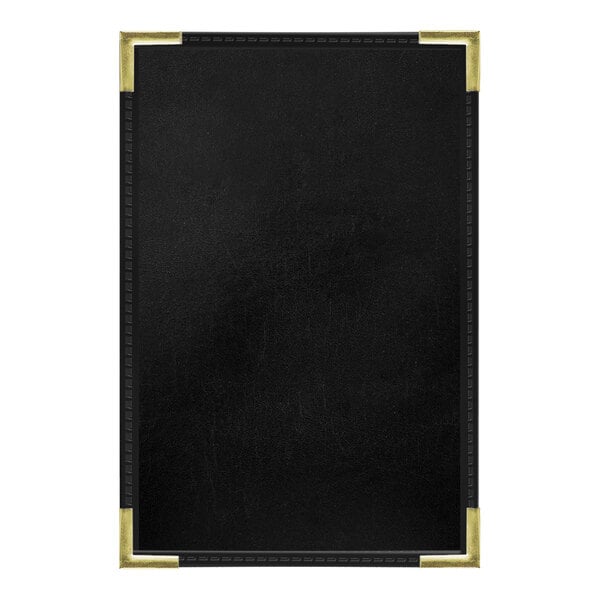 A black leather H. Risch menu cover with a white interior pocket.