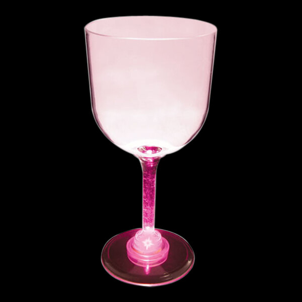 A customizable plastic goblet with a pink LED light.