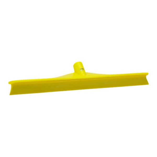 A yellow Vikan squeegee with a white background.