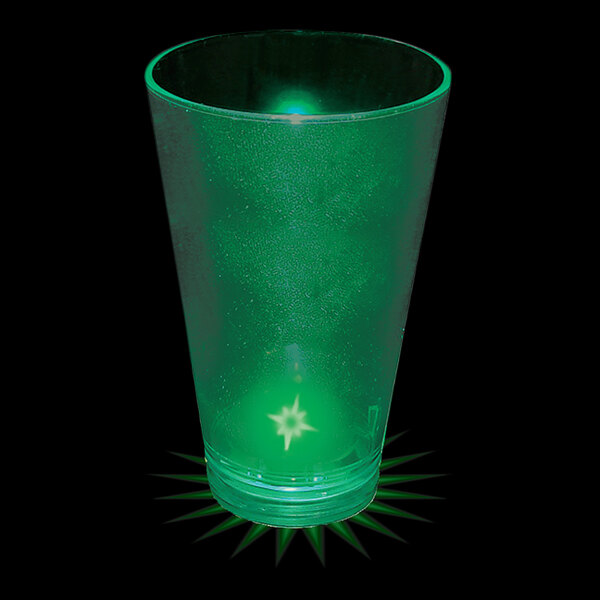A 3.5 oz green plastic shot cup with a green LED light inside.