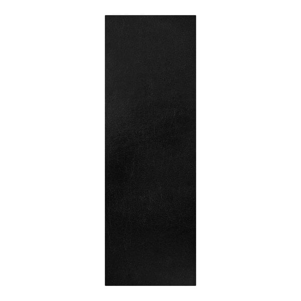 A black rectangular menu cover with picture corners.