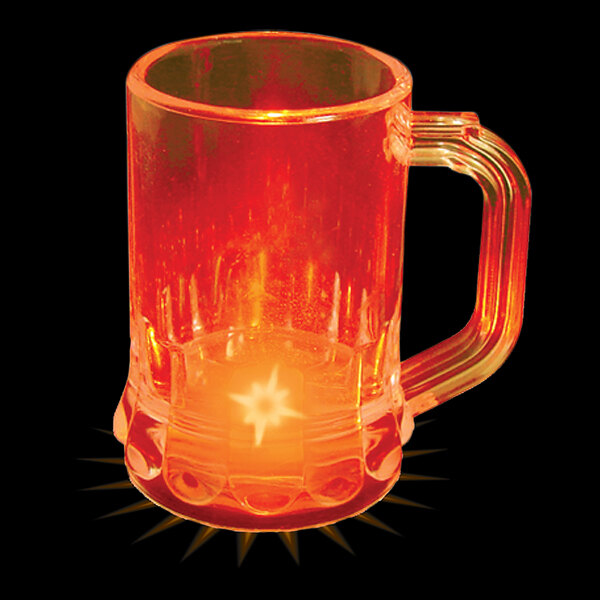 A customizable plastic mini mug with an orange LED light inside.