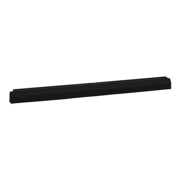 A black rectangular Vikan foam replacement for floor squeegees.