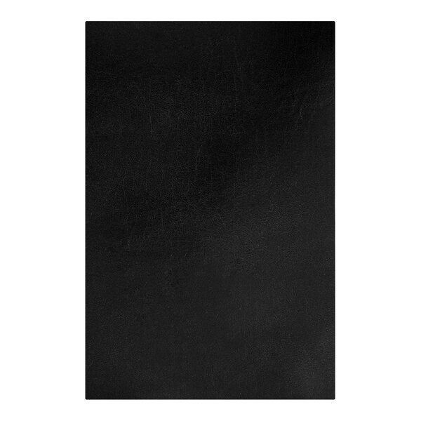 A black rectangular H. Risch, Inc. leather menu cover with white border.