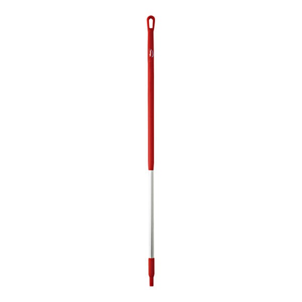A red aluminum pole with a white background.
