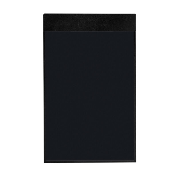 A black rectangular menu cover with a black edge.