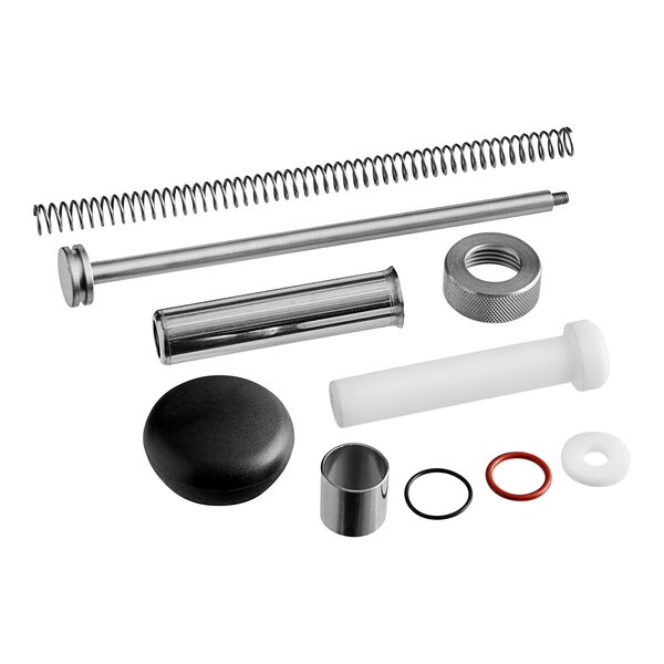 A group of metal ServSense plunger assembly parts.
