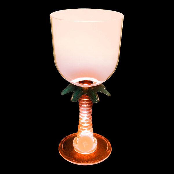 A customizable plastic palm tree stem goblet with an orange LED light inside.