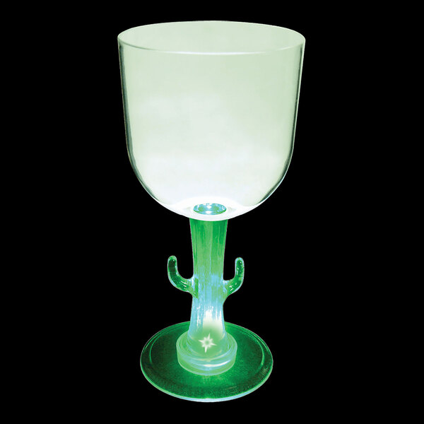 A customizable plastic cactus stem goblet with a green LED stem.