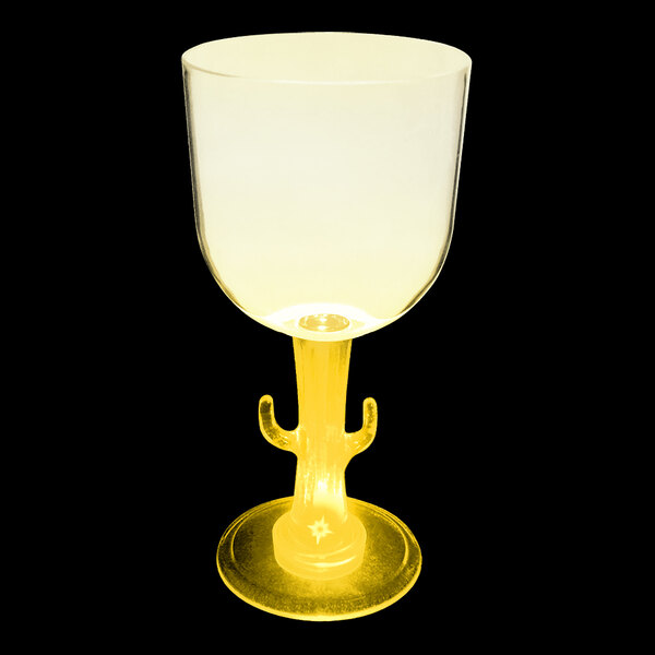 A customizable yellow plastic goblet with a cactus stem and a yellow LED light.