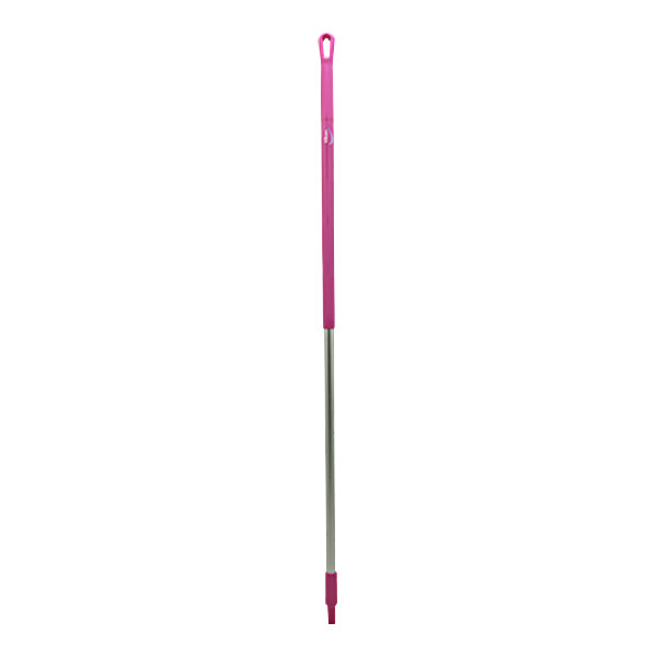 A pink aluminum handle for a Vikan floor squeegee.