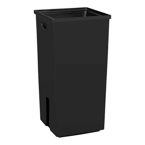 A black rectangular Ex-Cell Kaiser liner for a trash can with a hole in the middle.