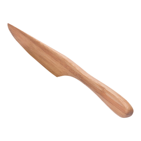 A Franmara bamboo cheese knife with a wooden handle.