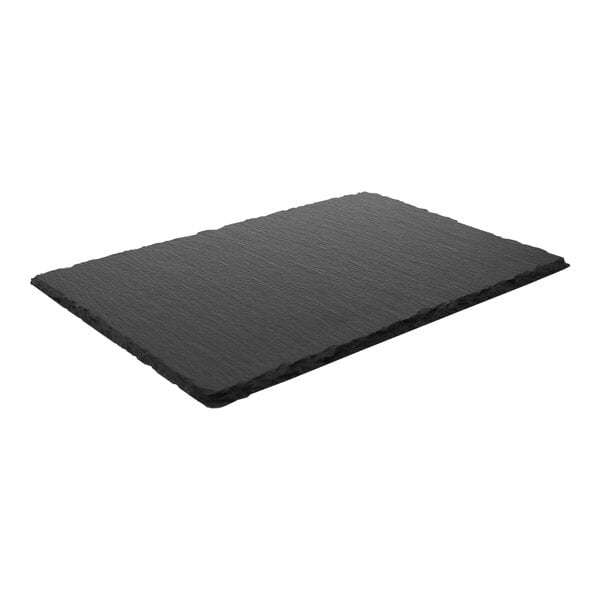 A black rectangular slate cheese tray.