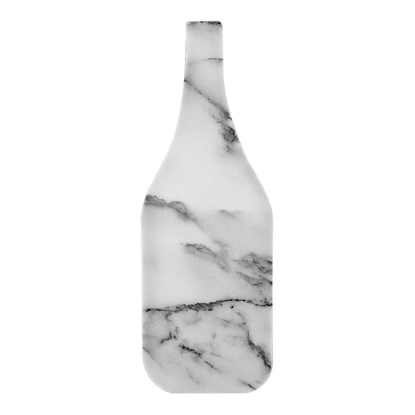 A white marbled bottle-shaped cheese board.