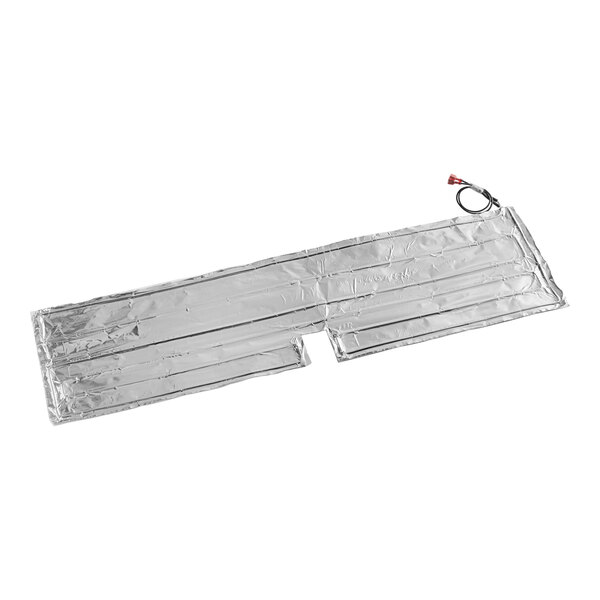 An aluminum foil drain tray heater with a red wire.