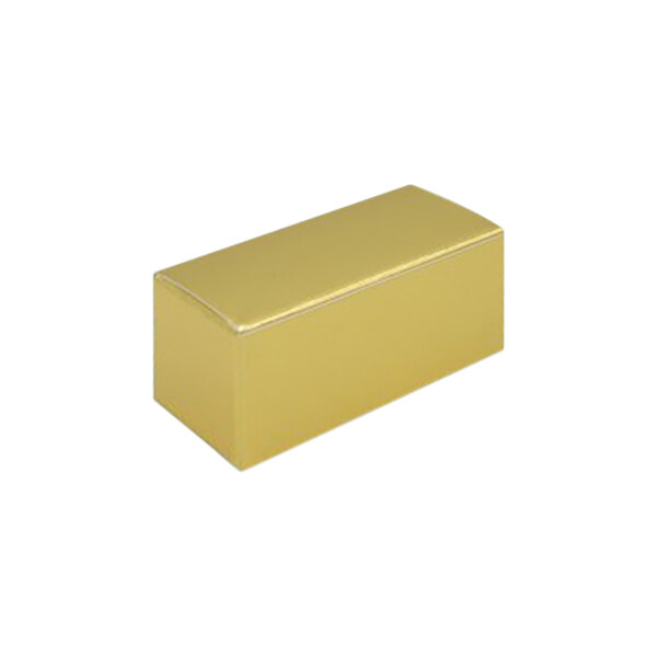 A gold rectangular 1-piece truffle candy box with white background.