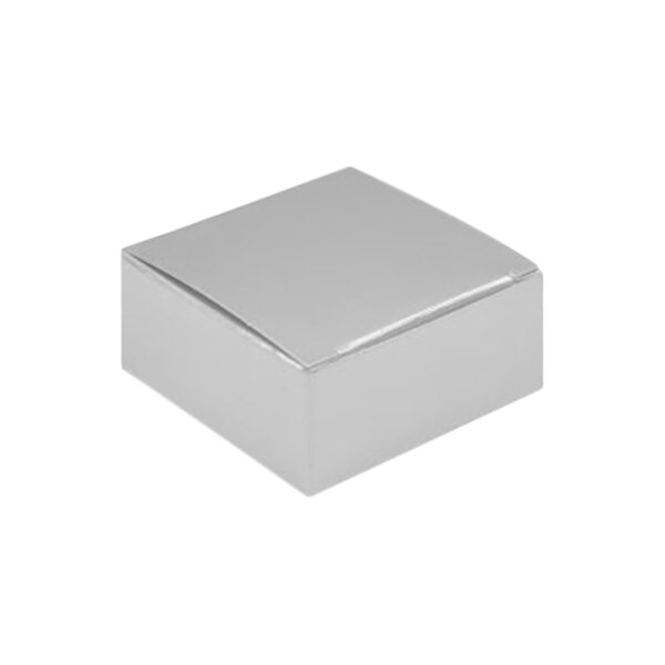 A white square 1-piece silver foil candy box.