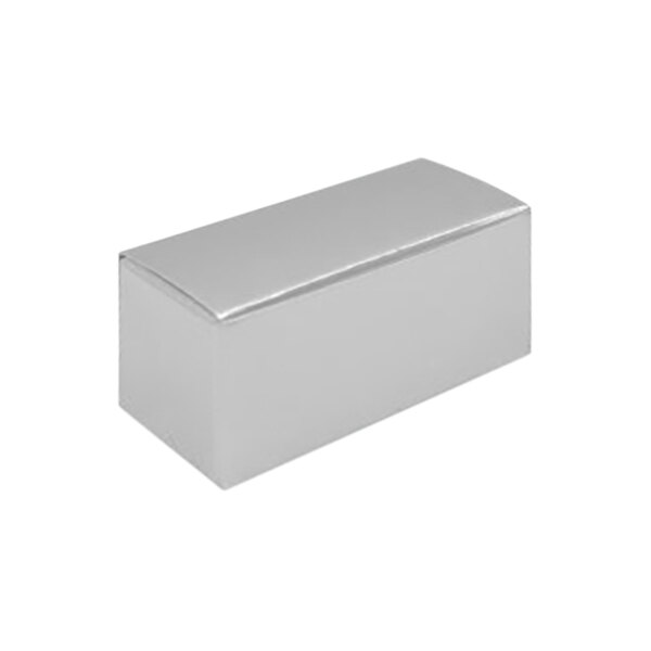 A white rectangular box with a silver lid.