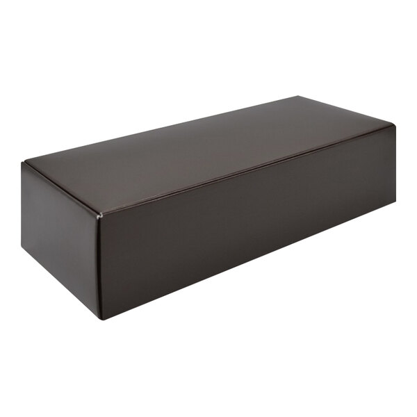 A black rectangular brown candy box with a lid on a white background.