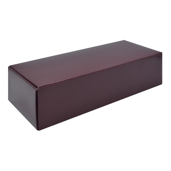 A rectangular maroon candy box with a white background.