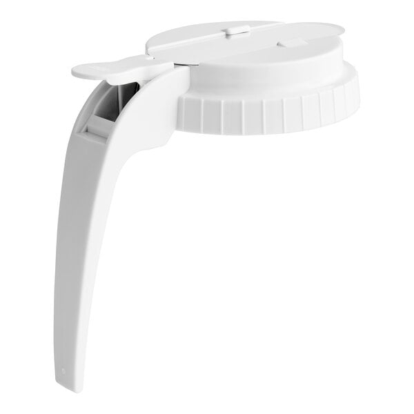 A Tablecraft white plastic cap with a white handle.