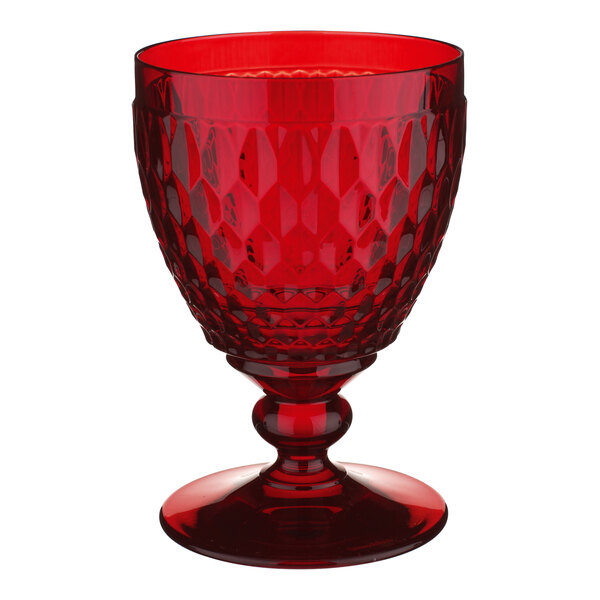 A Villeroy & Boch red wine glass with a faceted design.