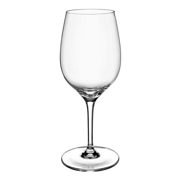A close-up of a clear Villeroy & Boch white wine glass.