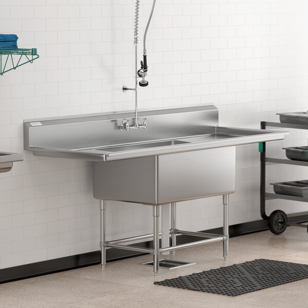 Regency Spec Line 84" 14 Gauge Stainless Steel One Compartment Commercial Sink with 2 Drainboards - 36" x 24" x 14" Bowl