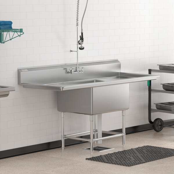 Regency Spec Line 78" 14 Gauge Stainless Steel One Compartment Commercial Sink with 2 Drainboards - 30" x 24" x 14" Bowl