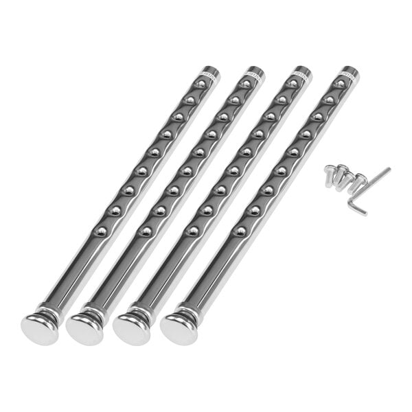 A group of metal rods with screws.