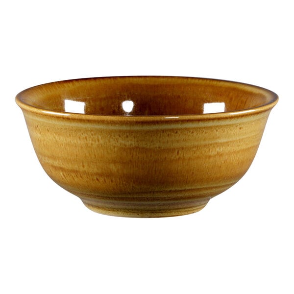 A brown RAK Porcelain bowl with a white background.