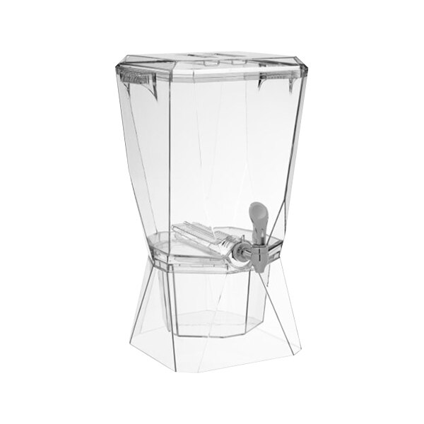 A clear plastic Choice beverage dispenser with a lid and tap.