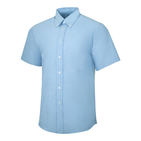 A Henry Segal light blue short sleeve shirt with buttons and a collar.