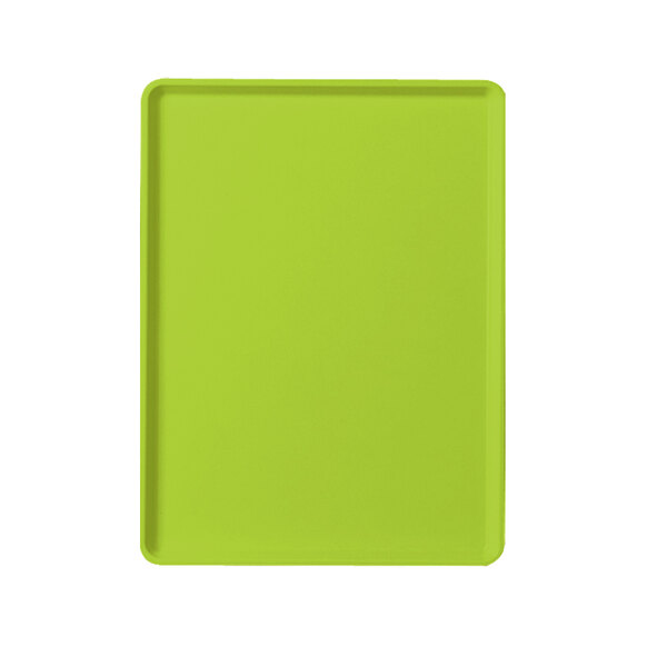 A green rectangular tray with a white border.