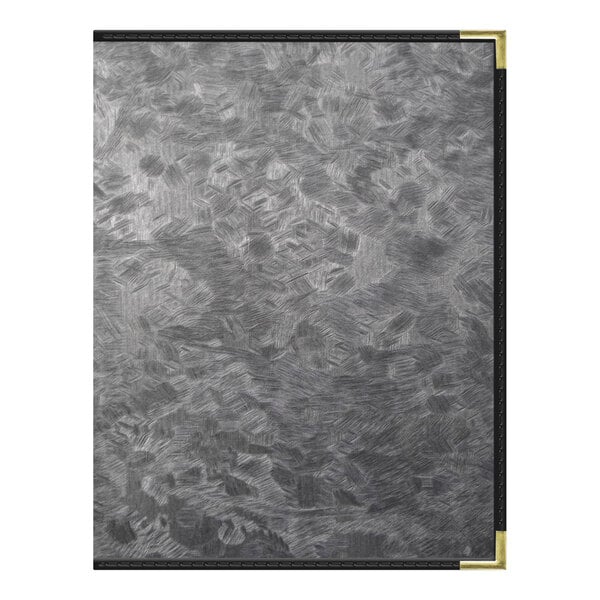 A black and gray steel brushed metallic H. Risch, Inc. menu cover with a black border.