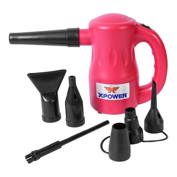 A pink XPOWER Airrow Pro B-53 air blower with black nozzles.