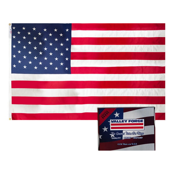 A Valley Forge United States of America flag with stars and stripes on a white background.