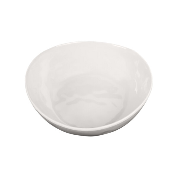 An Elite Global Solutions Maya cream melamine bowl with a white surface and a circle.