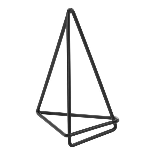 An American Metalcraft black metal triangle table card holder.