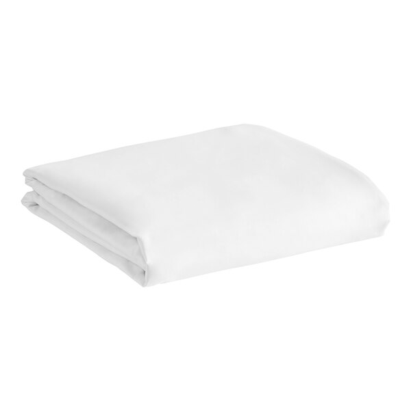 A folded white 1888 Mills Naked T-300 sateen weave duvet cover on a white background.