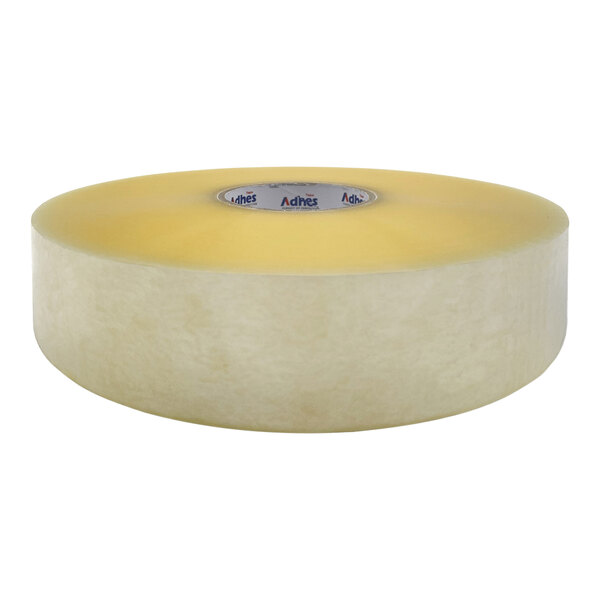 A roll of Adhes 2" x 1,000 yards clear adhesive tape.