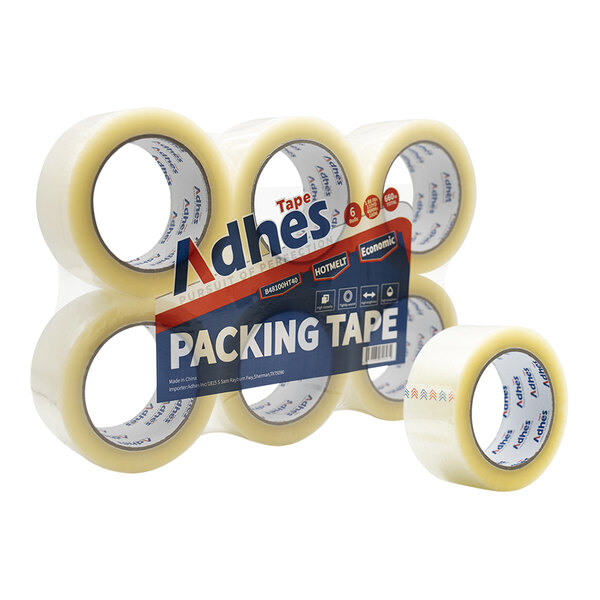 A box of 36 rolls of Adhes hot melt BOPP packaging tape.