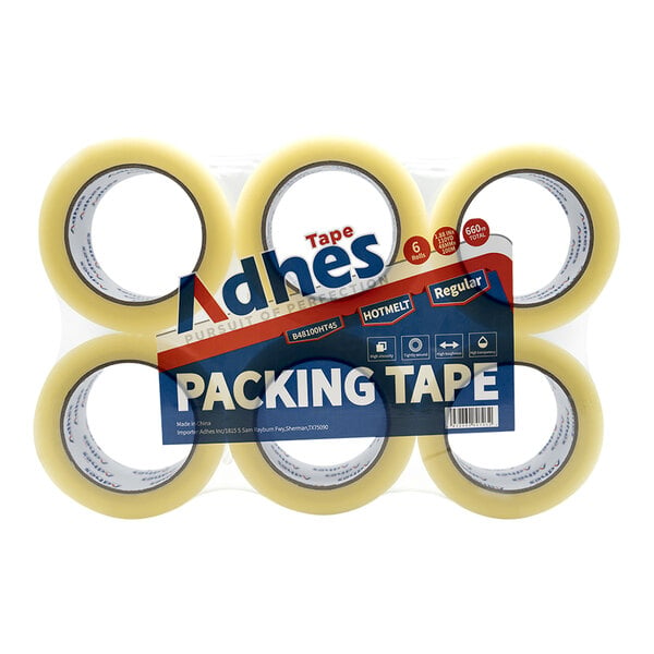 A pack of 36 Adhes hot melt BOPP packaging tape rolls.