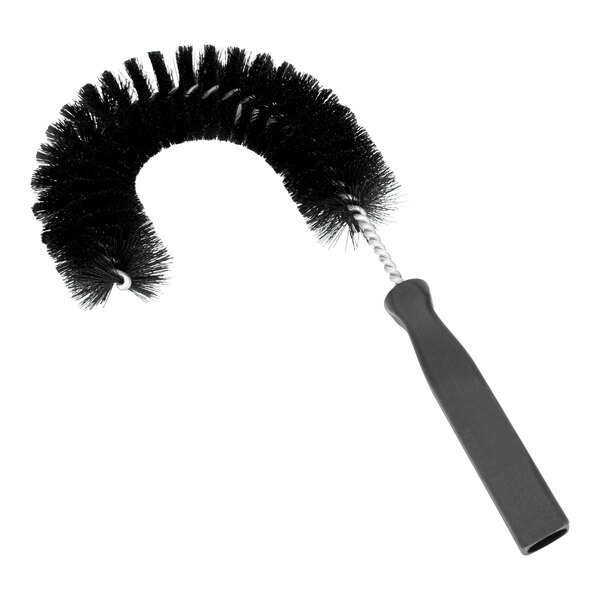 A close-up of a Carlisle black brush with a handle.