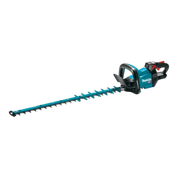 A blue and black Makita hedge trimmer.